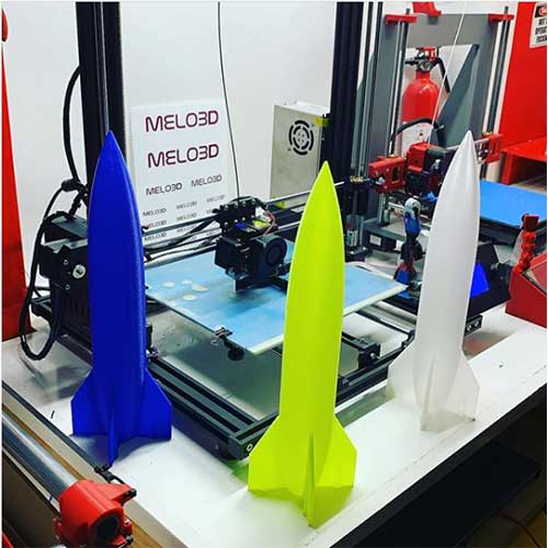 3D Printed Vase Mode Rockets Printed in PLA, PETG and TPU